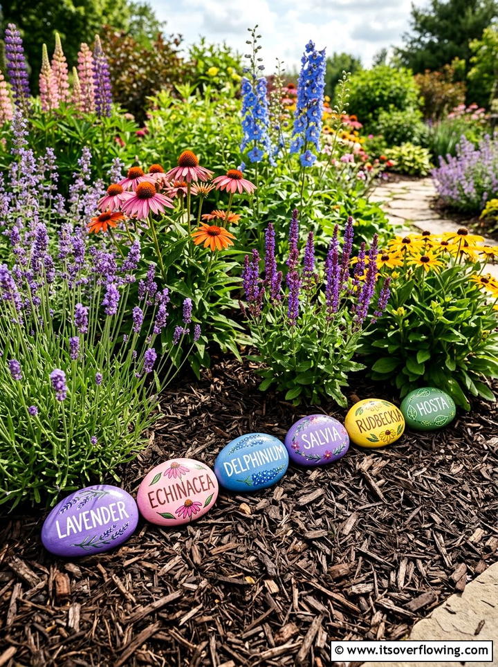 Painted rock labels - 25 recycled garden ideas with plant labels