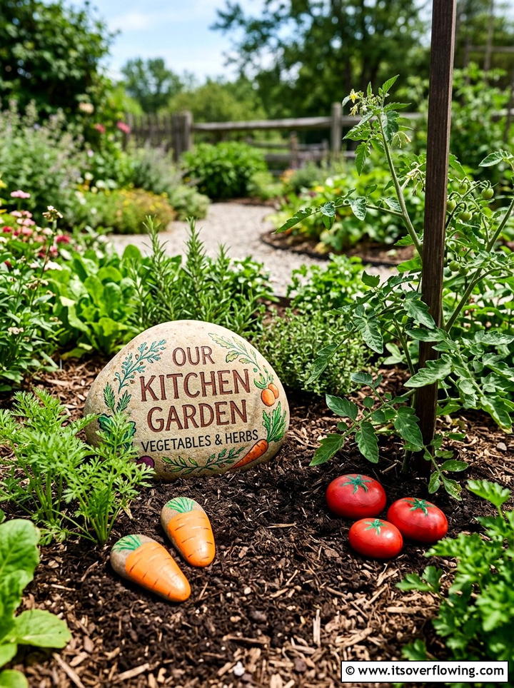 Painted rock marker - 25 recycled garden ideas for teachers
