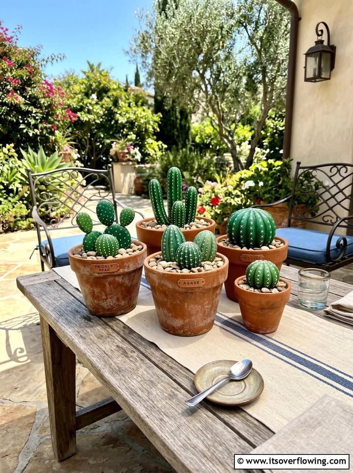 Painted stone cactus - 25 upcycled garden ideas with stones