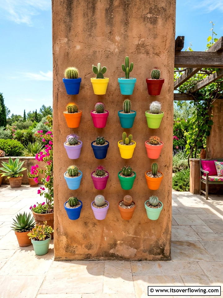 Painted terra cotta wall - 25 garden decor ideas with wall art