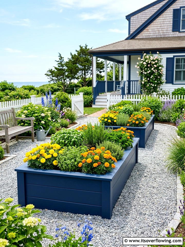 Painted wood garden beds - 25 backyard ideas with raised beds