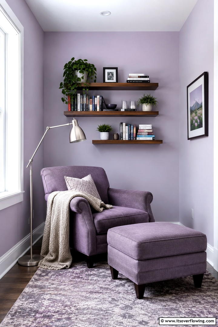 Pale Lilac Reading Nook - 30 Pastel Colour Home Design Ideas for a Serene Ambiance