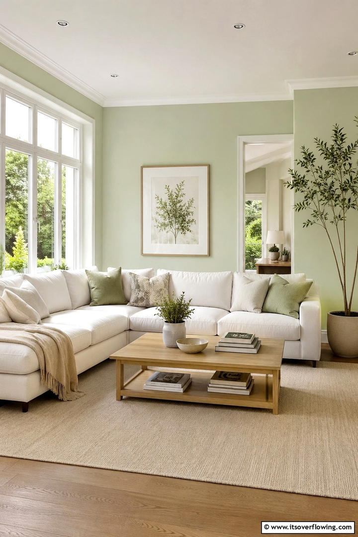 Pale Pistachio Living Room - 30 Pastel Colour Home Design Ideas for a Serene Ambiance