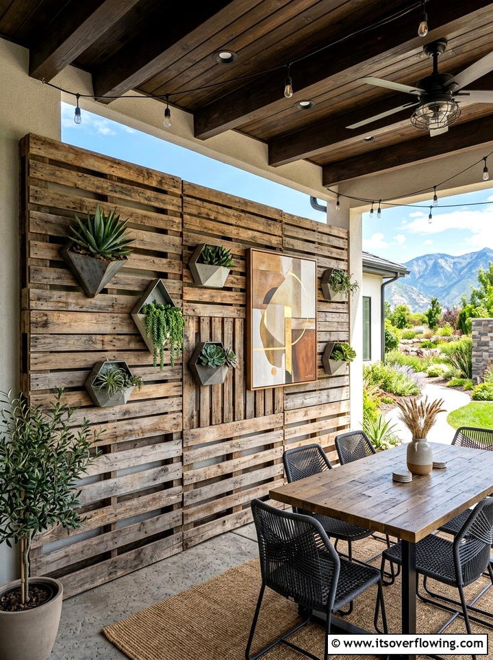 Pallet Accent Wall - 25 backyard decorating ideas with pallet projects