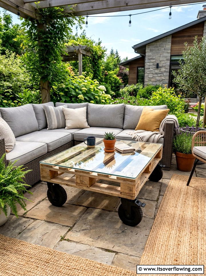 Pallet Coffee Table - 25 upcycled garden ideas with pallets