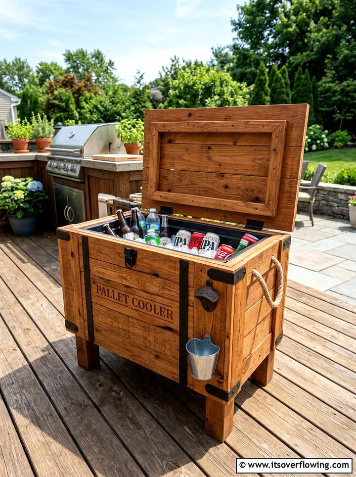 Pallet Cooler Box - 25 backyard decorating ideas with pallet projects