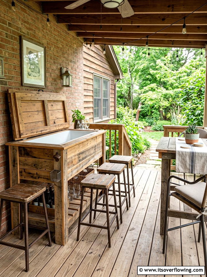 Pallet Cooler Stand - 25 front porch ideas with pallet decor