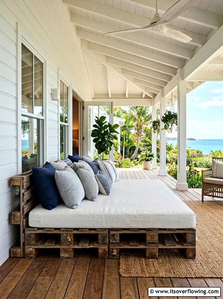 Pallet Daybed - 25 front porch ideas with pallet decor