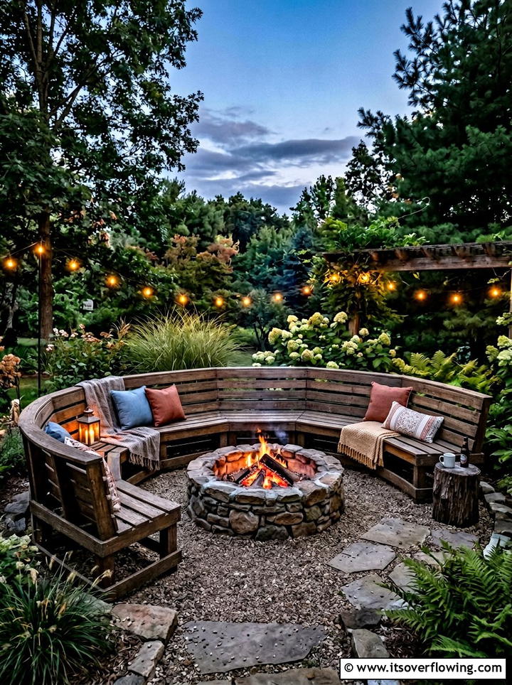 Pallet Fire Pit Seating - 25 backyard ideas with pallet furniture