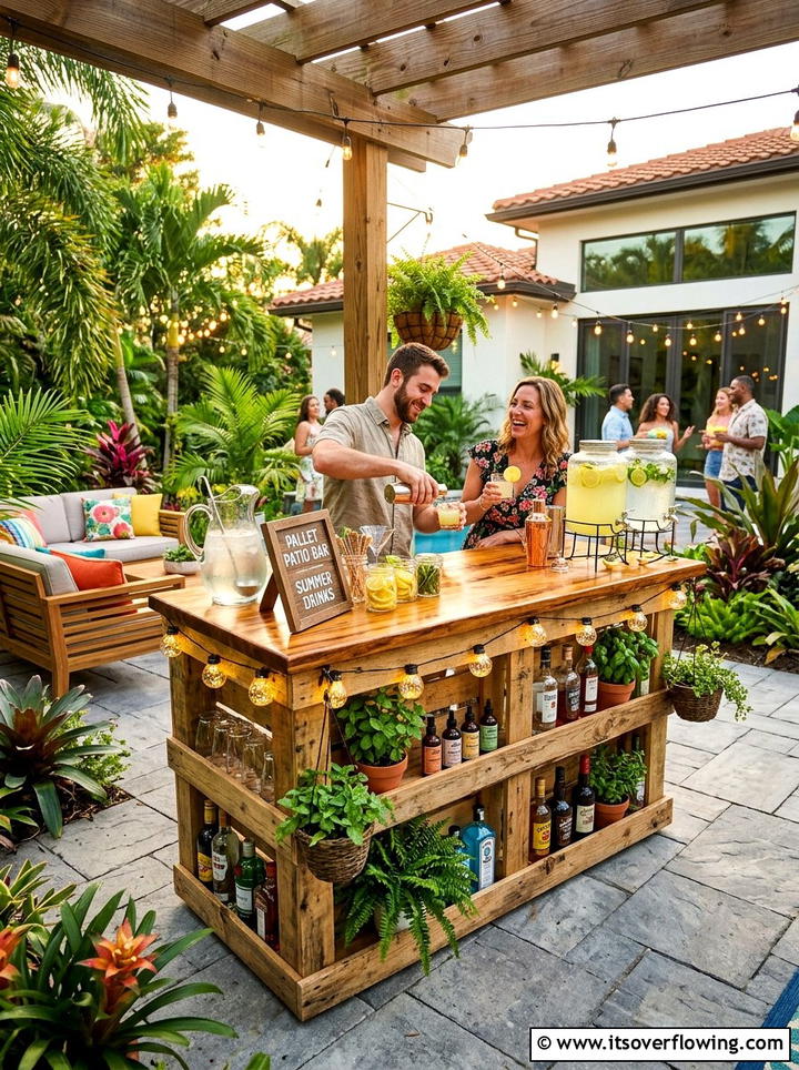 Pallet Garden Bar - 25 garden ideas with pallets