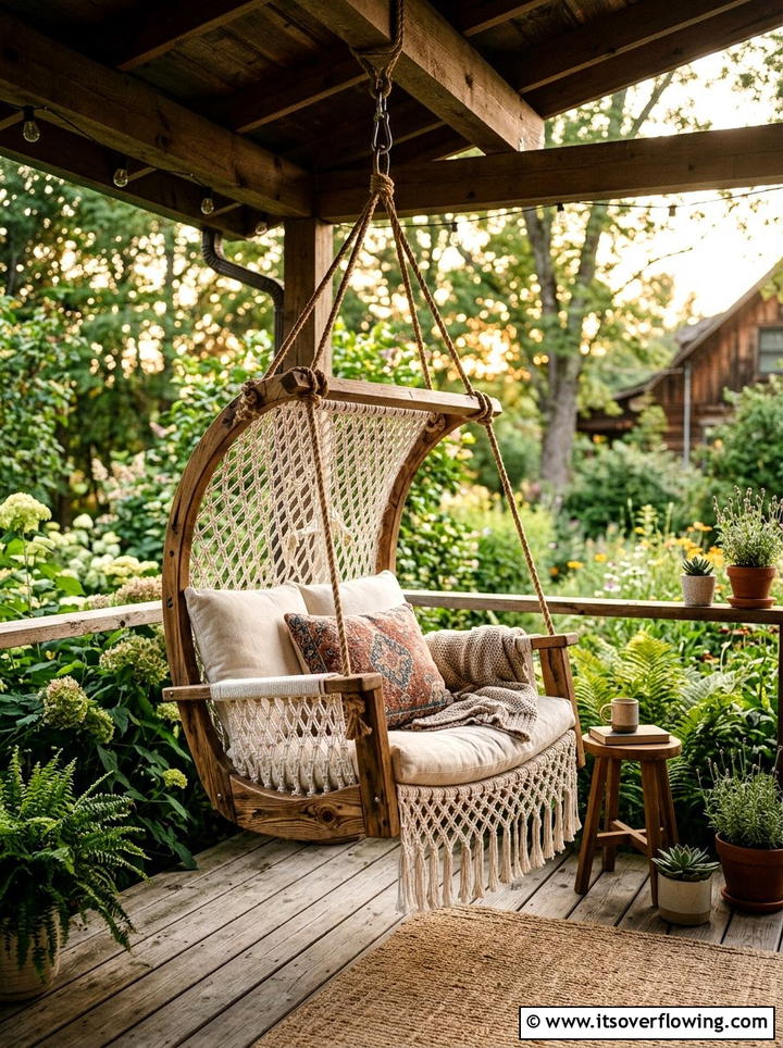Pallet Hanging Chair - 25 backyard ideas with pallet furniture