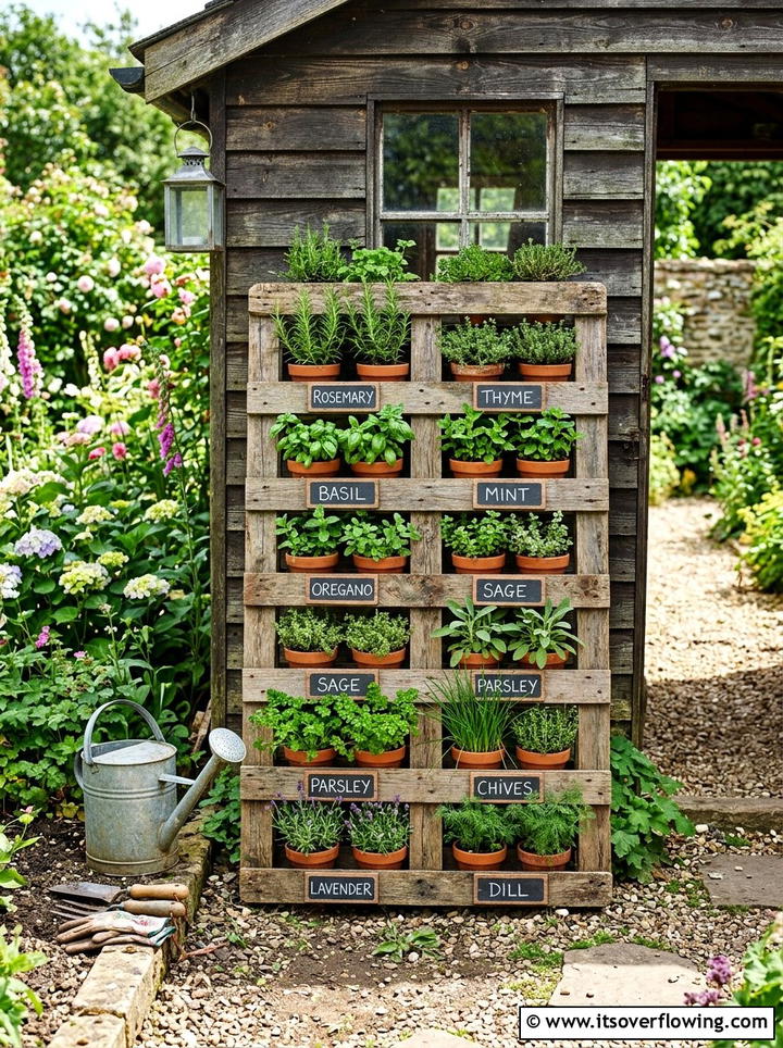 Pallet Herb Display - 25 backyard ideas with herb garden