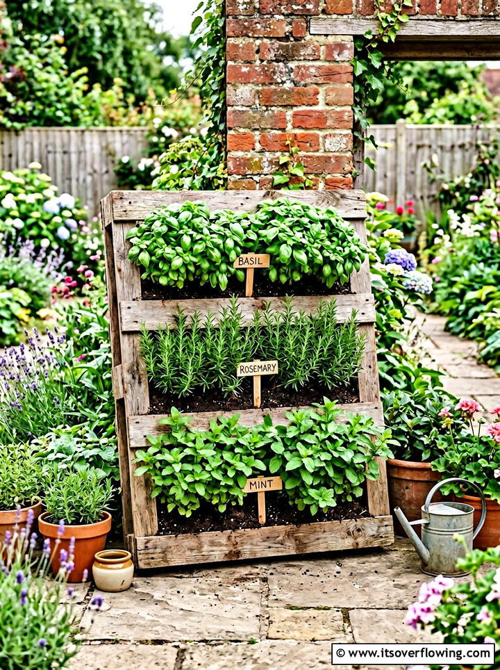 Pallet Herb Garden - 25 backyard decorating ideas with pallet projects