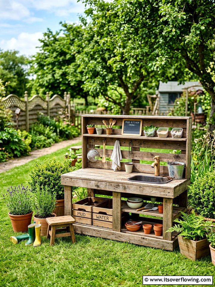 Pallet Mud Kitchen Workspace - 25 recycled garden ideas for kids