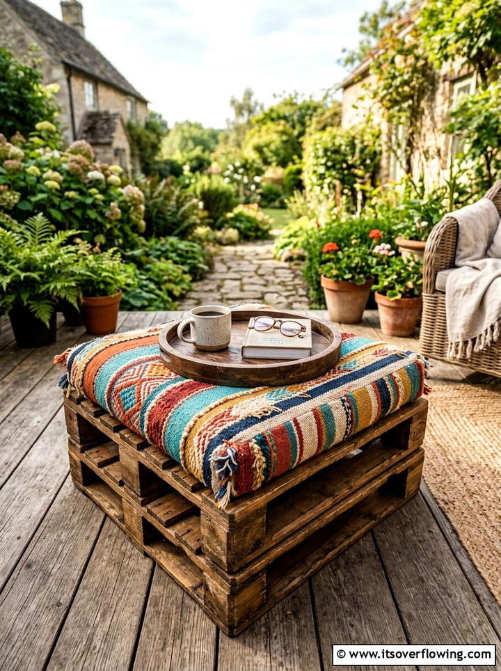 Pallet Ottoman - 25 backyard decorating ideas with pallet projects