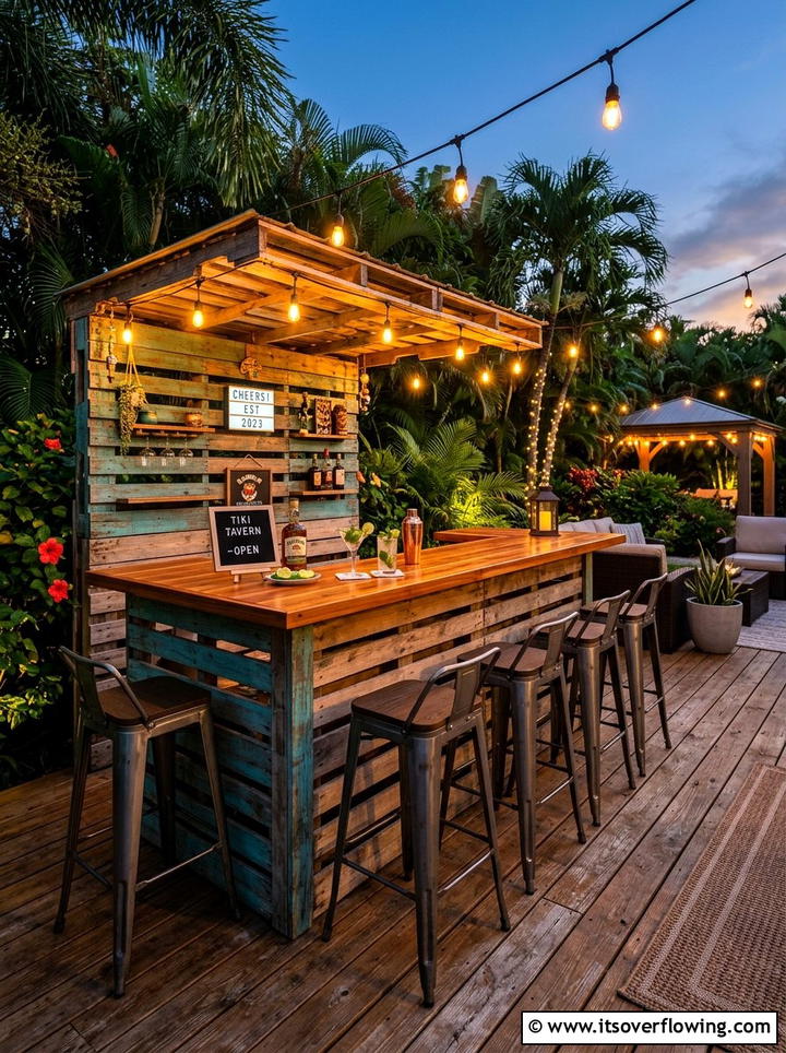 Pallet Outdoor Bar - 25 backyard ideas with pallet furniture