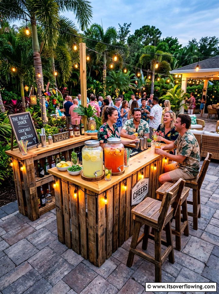 Pallet Outdoor Bar - 25 cheap garden ideas with pallets