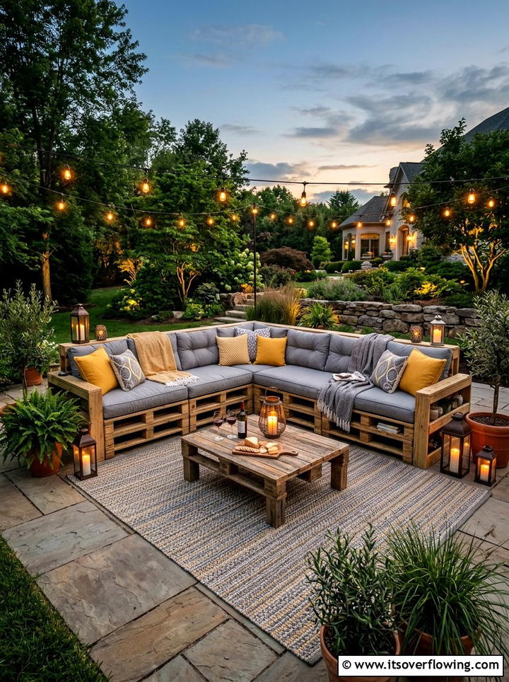 Pallet Outdoor Sectional - 25 cheap garden ideas with pallets