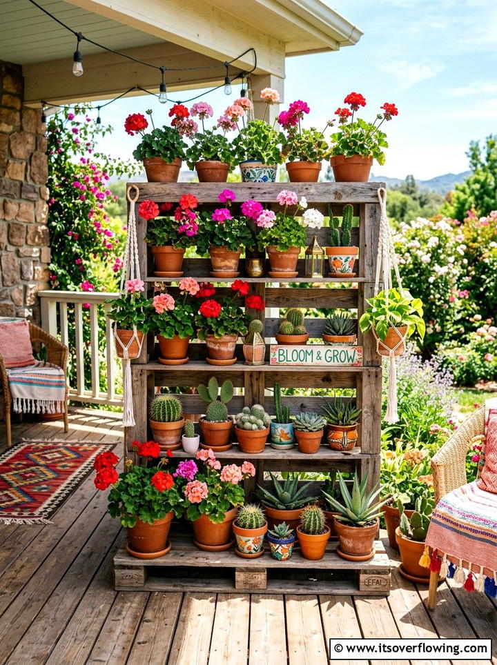 Pallet Plant Stand - 25 cheap garden ideas with pallets