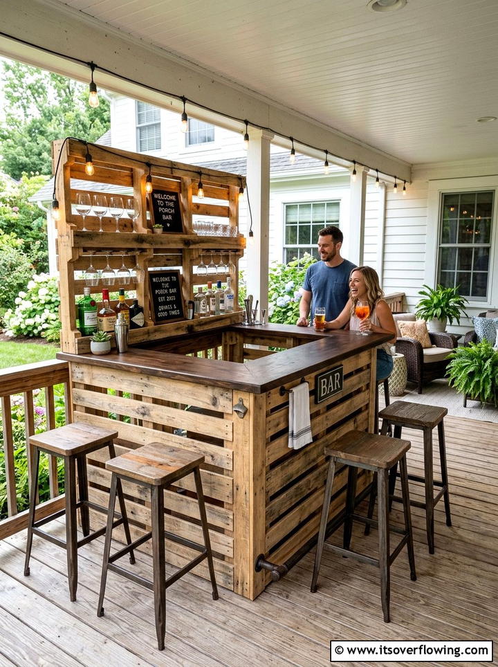 Pallet Porch Bar - 25 front porch ideas with pallet decor
