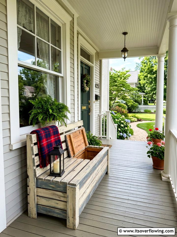 Pallet Porch Bench - 25 front porch ideas with pallet decor