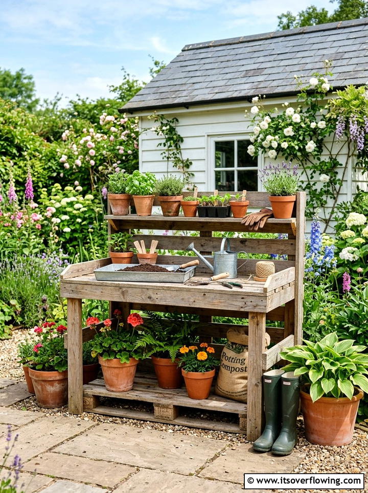 Pallet Potting Bench - 25 backyard ideas with pallet furniture