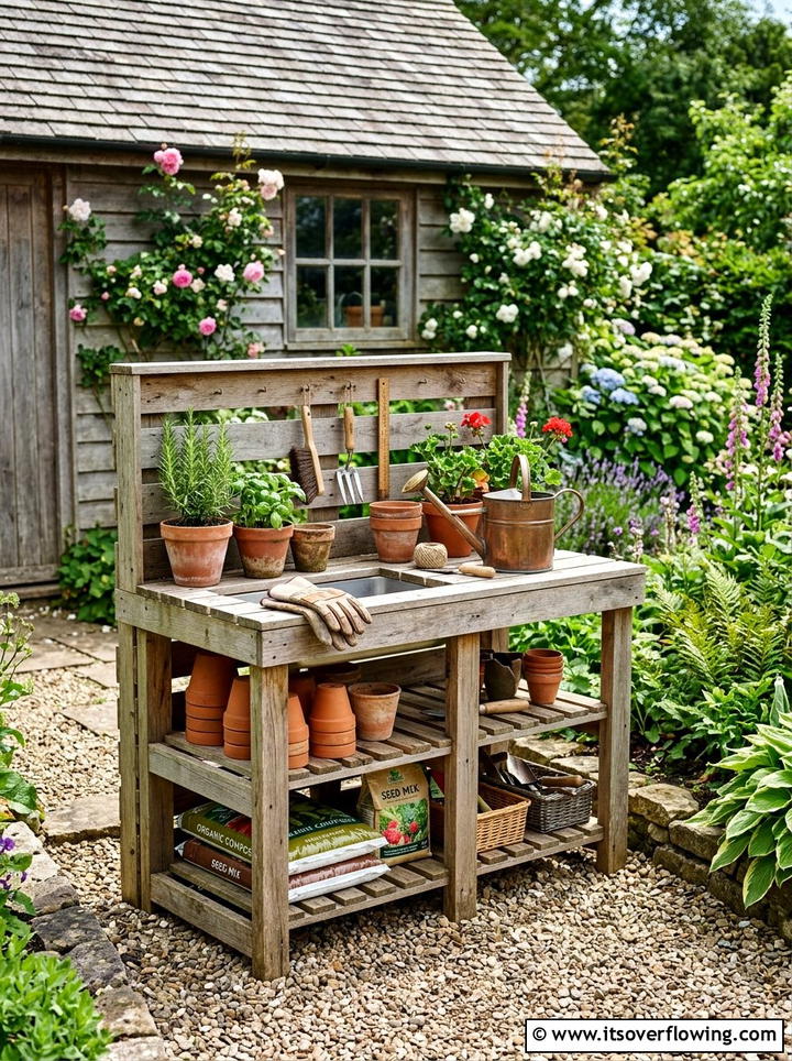 Pallet Potting Bench - 25 cheap garden ideas with pallets