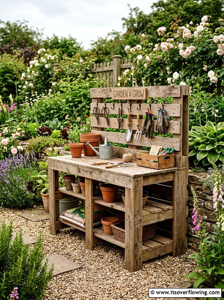 Pallet Potting Bench - 25 garden ideas with potting bench