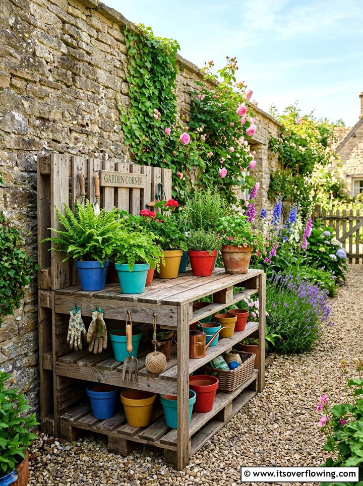 Pallet Potting Bench - 25 upcycled garden ideas with potting benches