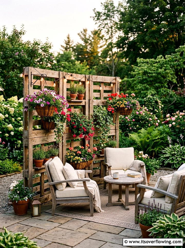 Pallet Privacy Screen - 25 backyard ideas with pallet furniture