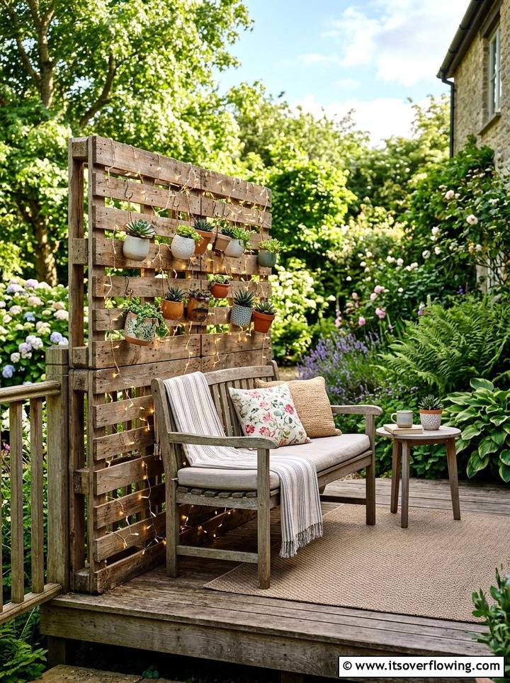 Pallet Privacy Screen - 25 front porch ideas with pallet decor
