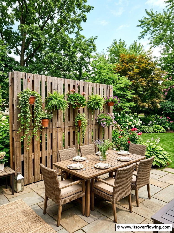 Pallet Privacy Screen - 25 upcycled garden ideas with pallets
