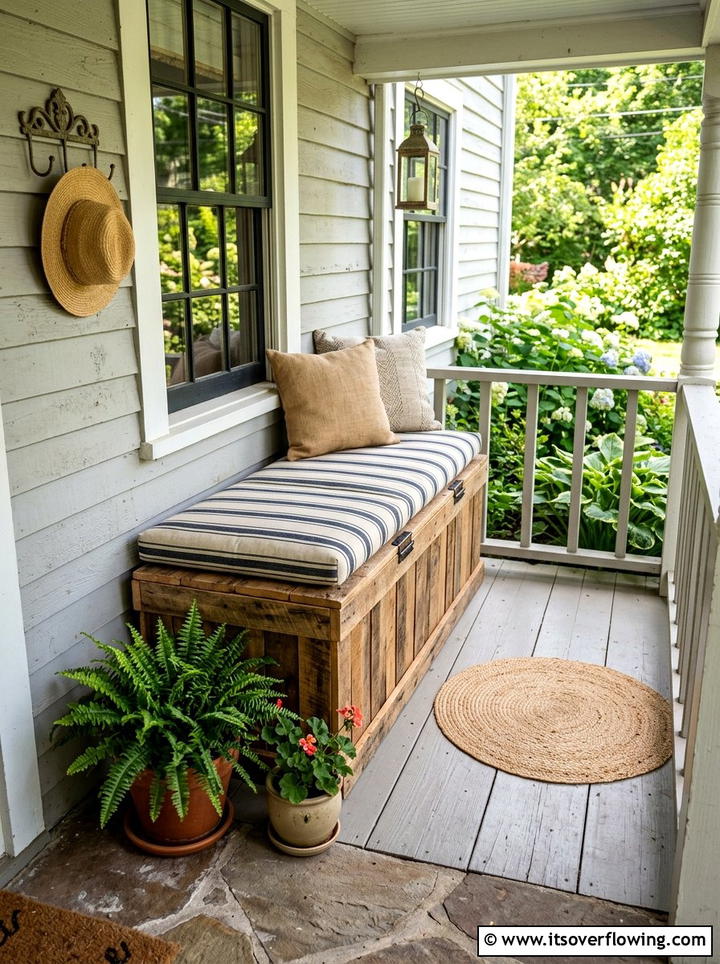 Pallet Storage Box - 25 front porch ideas with pallet decor