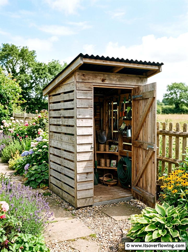 Pallet Storage Shed - 25 backyard decorating ideas with pallet projects