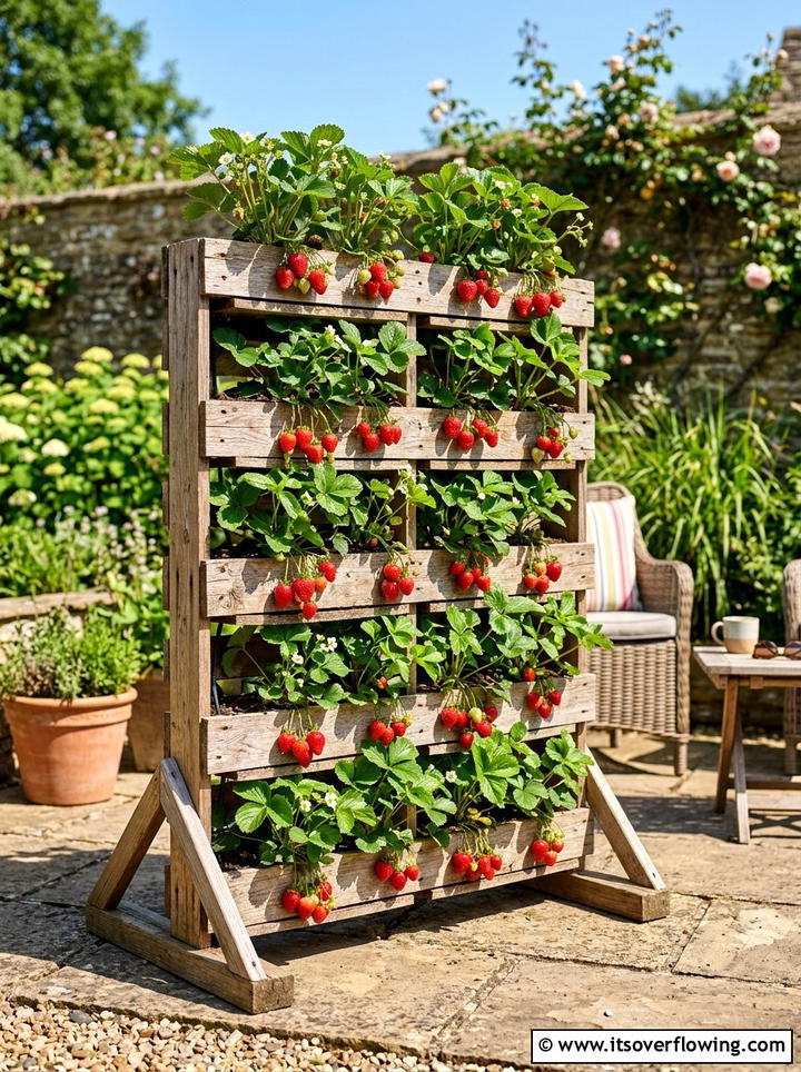 Pallet Strawberry Planter - 25 garden ideas with pallets