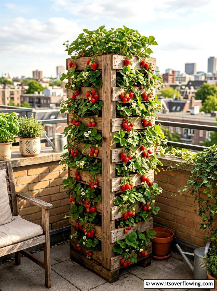 Pallet Strawberry Tower - 25 cheap garden ideas with pallets