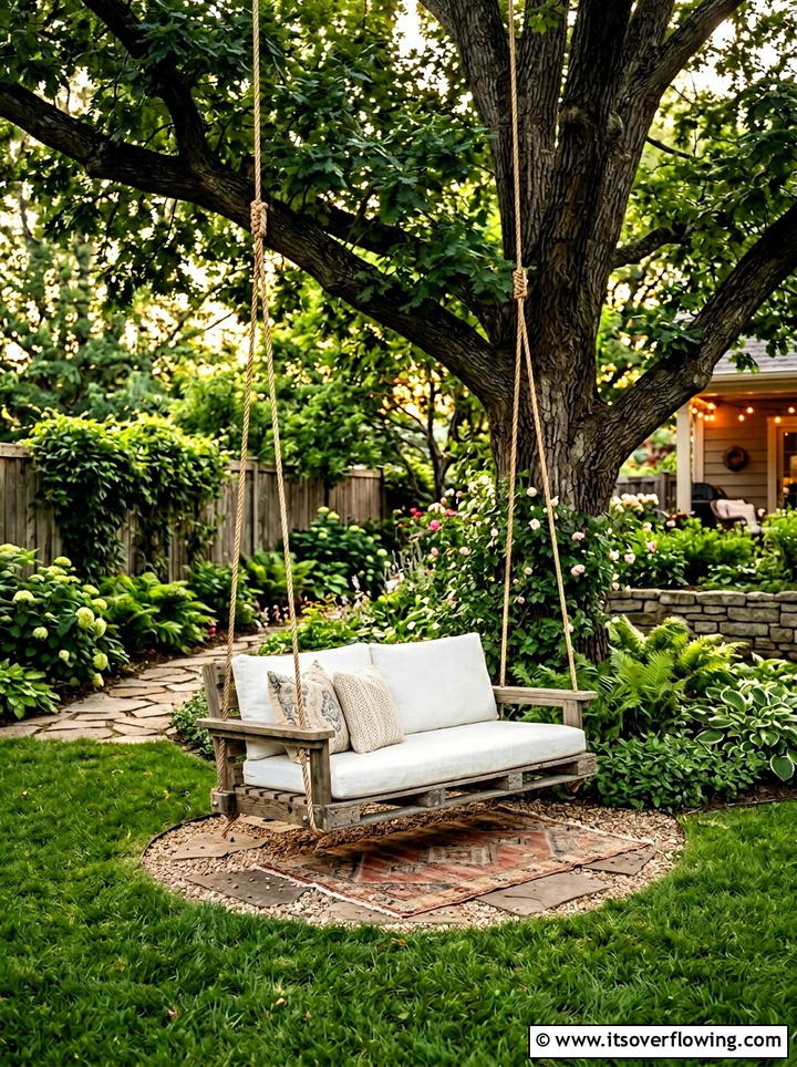 Pallet Swing Bench - 25 recycled garden ideas with pallet wall garden