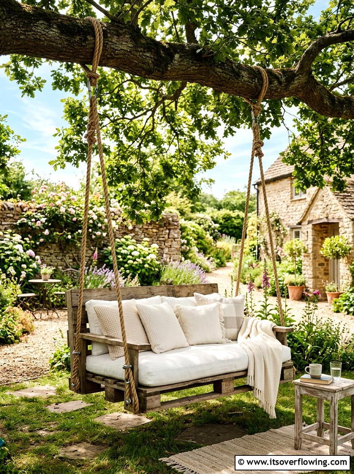 Pallet Swing Seat - 25 upcycled garden ideas with reclaimed wood