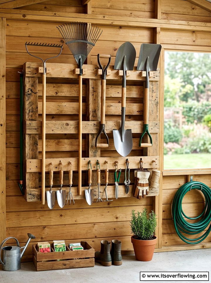 Pallet Tool Organizer - 25 cheap garden ideas with pallets