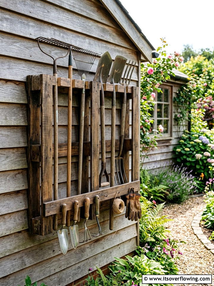 Pallet Tool Rack - 25 garden ideas with pallets