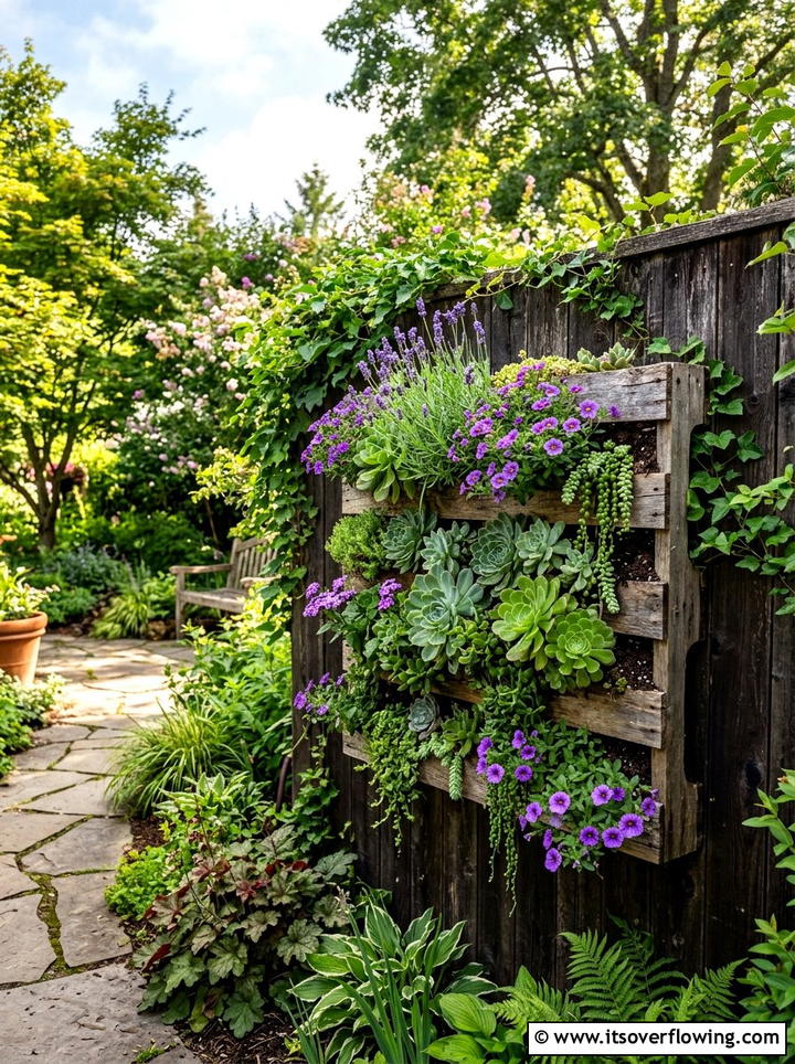 Pallet Vertical Garden - 25 backyard ideas with pallet furniture