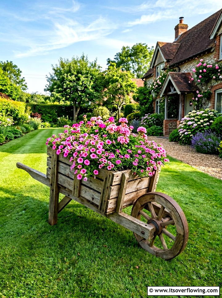 Pallet Wheelbarrow Planter - 25 upcycled garden ideas with pallets