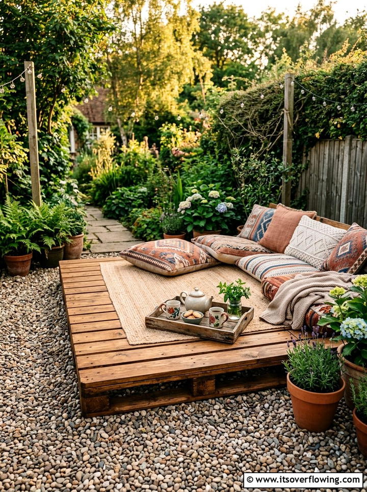 Pallet Wood Deck - 25 cheap garden ideas with no grass landscaping