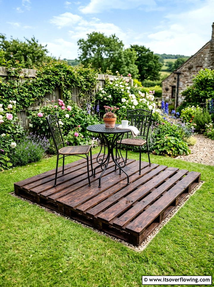 Pallet Wood Decking - 25 garden ideas with low cost materials
