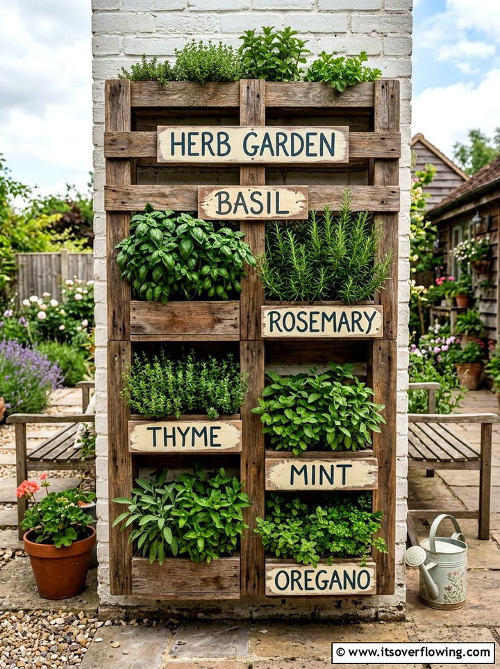 Pallet Wood Herb Garden - 25 upcycled garden ideas with garden signs