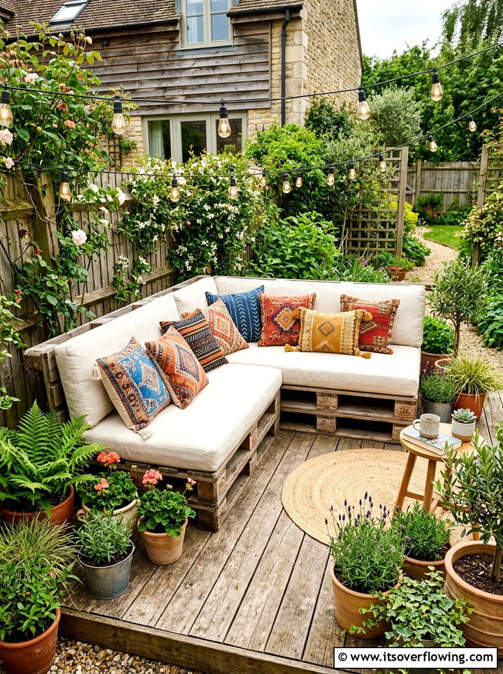 Pallet Wood Sofa - 25 small garden ideas with boho style