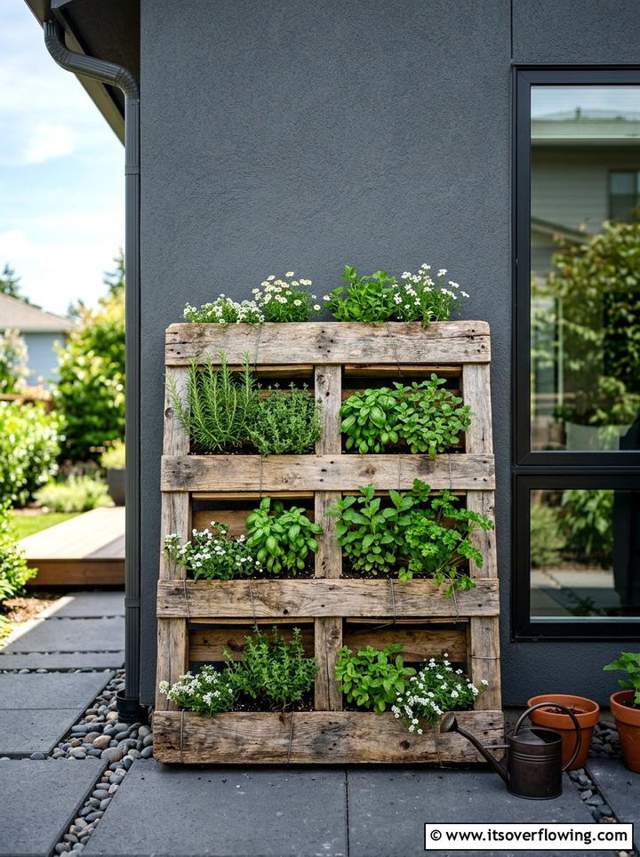 Pallet Wood Vertical Garden - 25 upcycled garden ideas for front yards