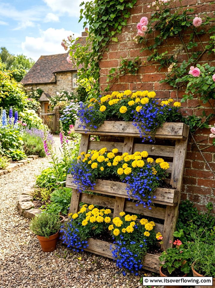 Pallet garden for flowers - 25 garden design ideas with vertical gardens