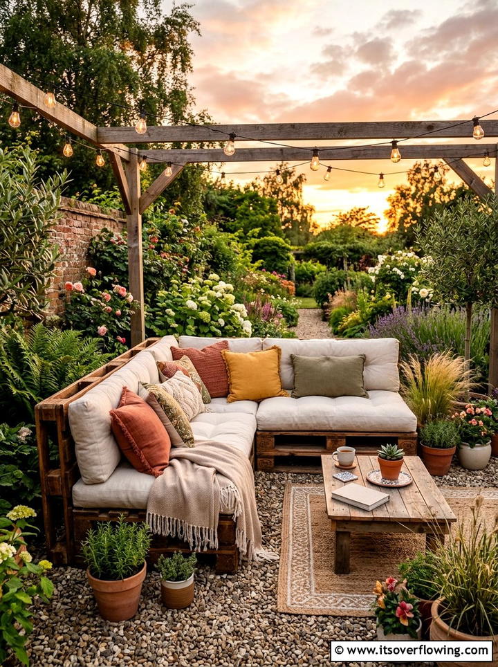 Pallet garden furniture - 25 cheap garden ideas with recycled materials