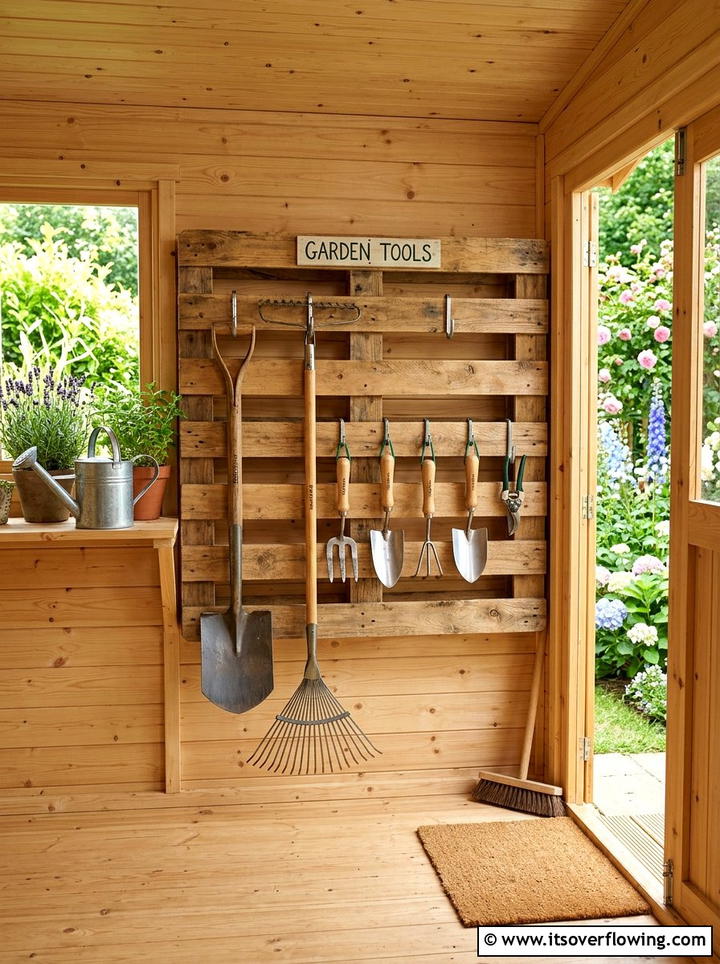 Pallet garden tool rack - 25 recycled garden ideas with pallets